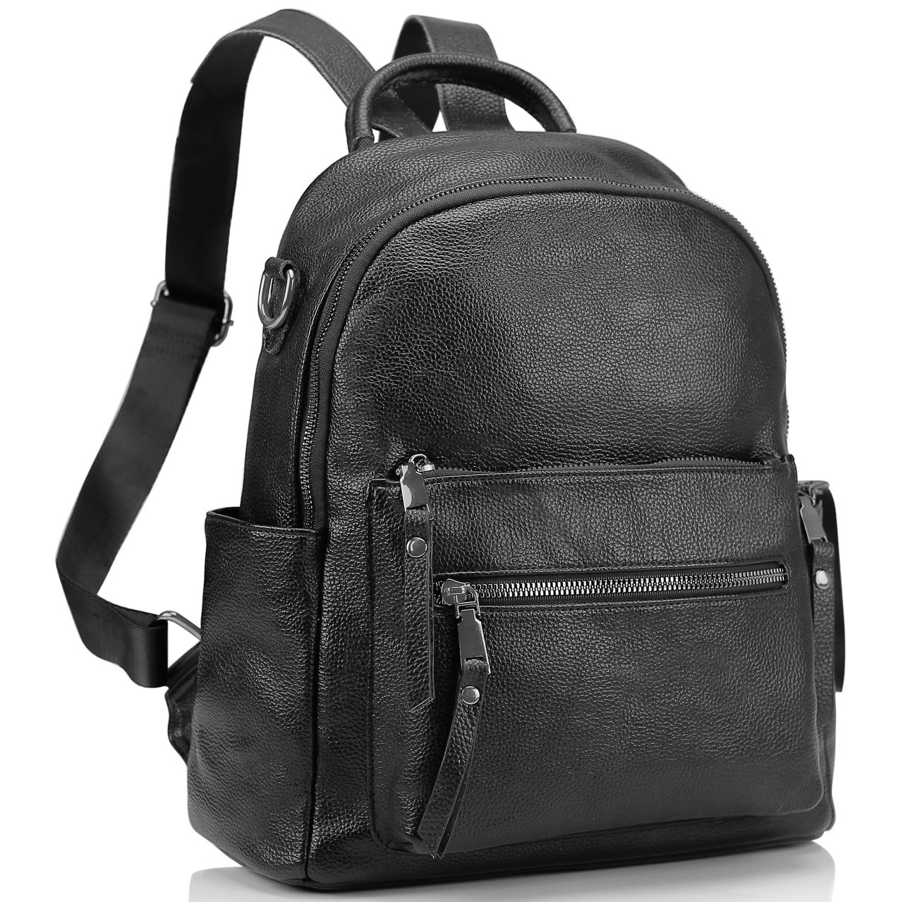 

Женский кожаный рюкзак Tiding Bag 13737-NM 21 х 26 х 10-12 Черный