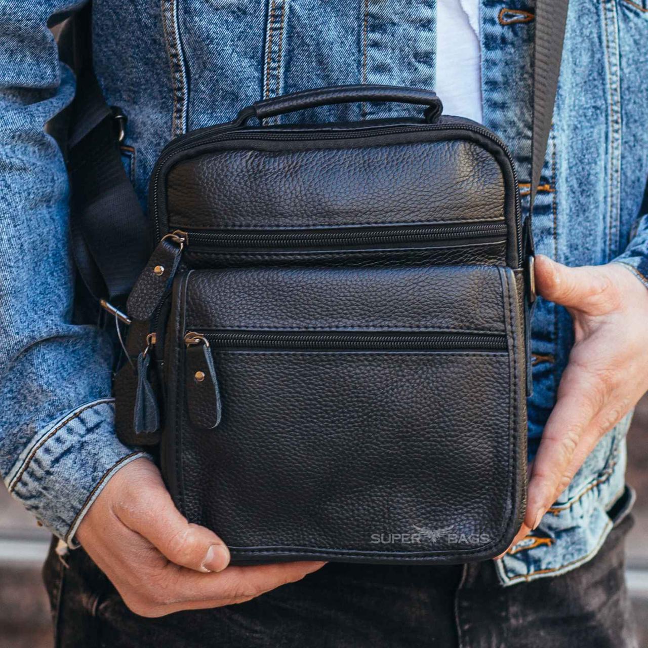 

Мужская кожаная сумка месенджер Tiding Bag 130054-NM 21 x 27 х 6 Черный