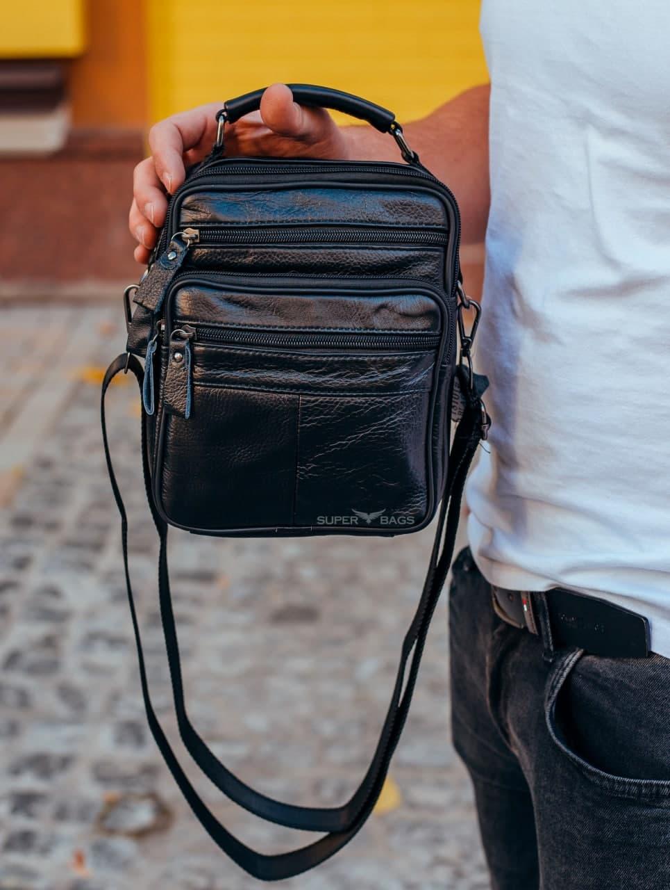 

Мужская кожаная сумка месенджер Tiding Bag 130104-NM 24,5 х 21 х 5-6 Черный