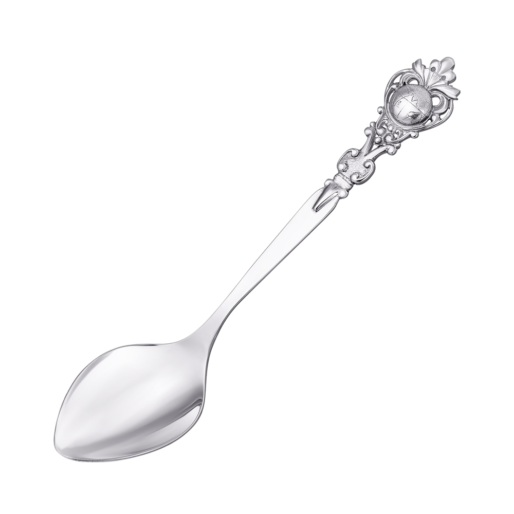 

Серебряная чайная ложка с глобусом и узорами 000114338