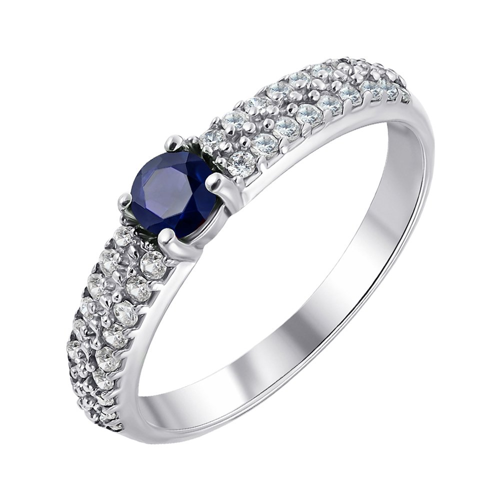 

Серебряное кольцо с гидротермальным сапфиром и фианитами 000135709 16.5 размера