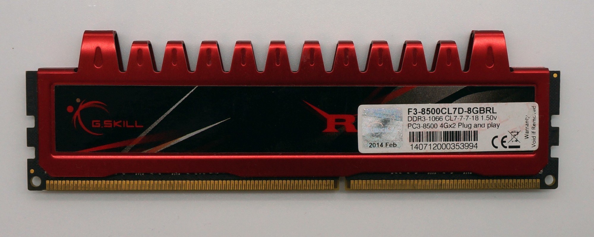 

Модуль памяти G. SKILL DIMM 4GB 2Rx8 PC3-8500 DDR3 1066Mhz CL 7-7-7-18 (F3-8500CL7D-8GBRL) Б/У