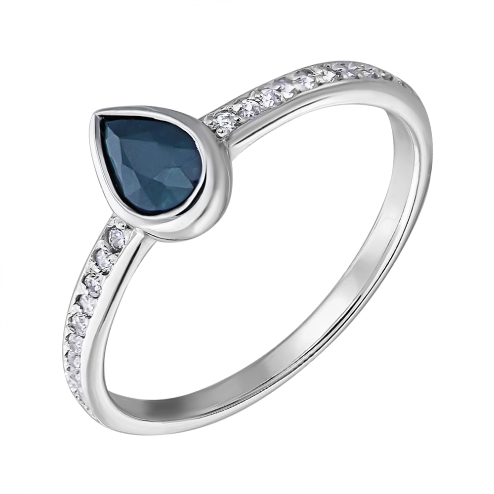 

Серебряное кольцо с лондон топазом и фианитами 000133656 18 размера
