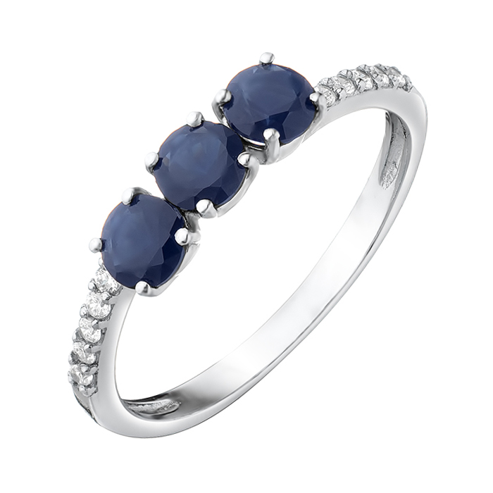 

Серебряное кольцо с наносапфирами и фианитами 000063341 17.5 размера