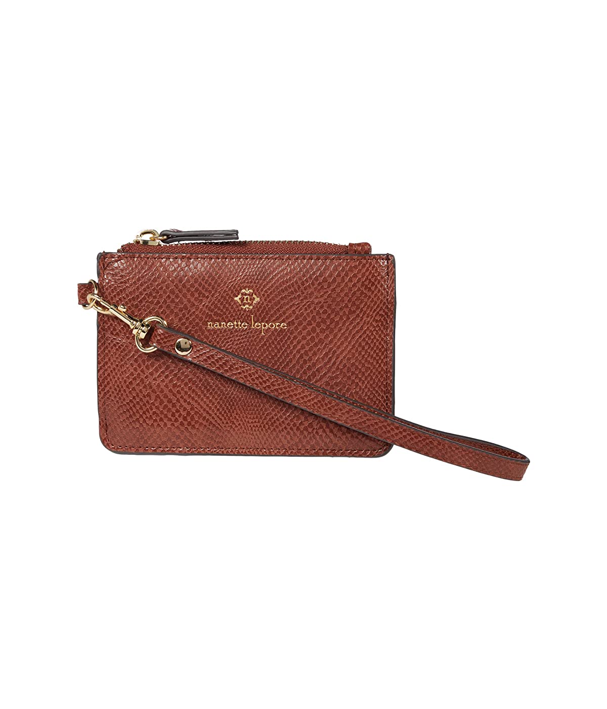 

Кошелек Nanette Lepore Top Zip Card Case Wristlet Strap Whiskey Lizard, Универсальный