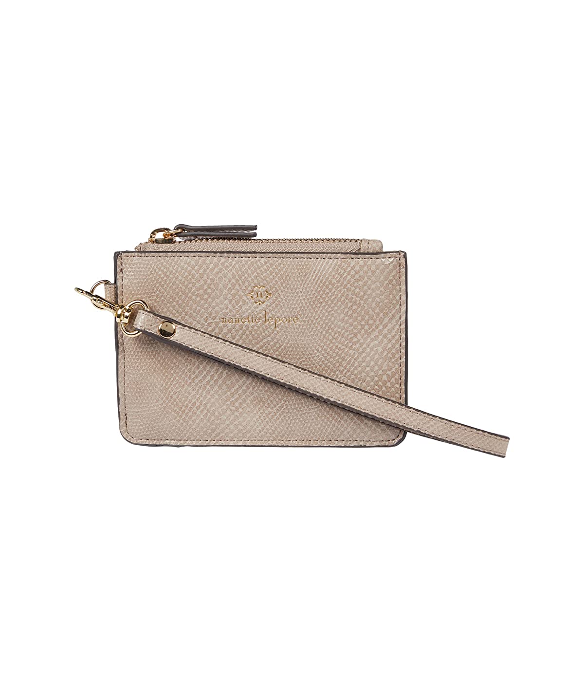 

Кошелек Nanette Lepore Top Zip Card Case Wristlet Strap Taupe Lizard, Универсальный