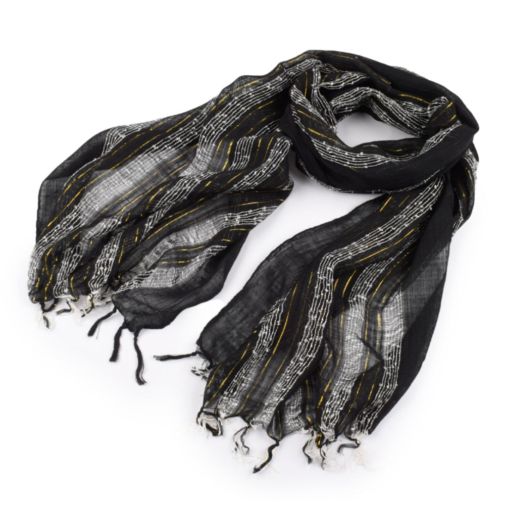 

Шарф в полоску с люрексом 170х50 см черный (59905.007)