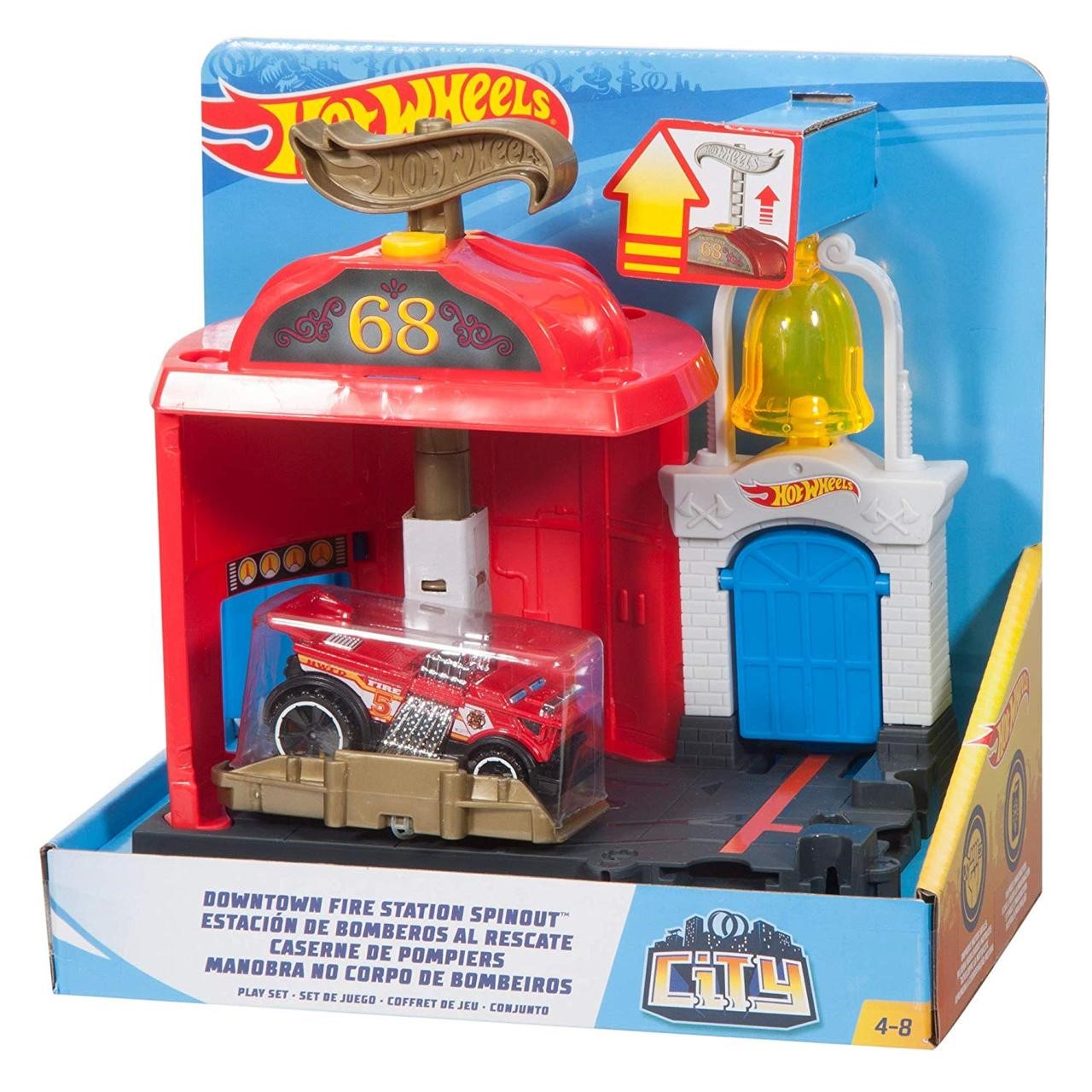 

Игровой набор Hot Wheels Пожарная станция Пусковая установка Хот Вилс City Downtown Fire Station Spinout Playset