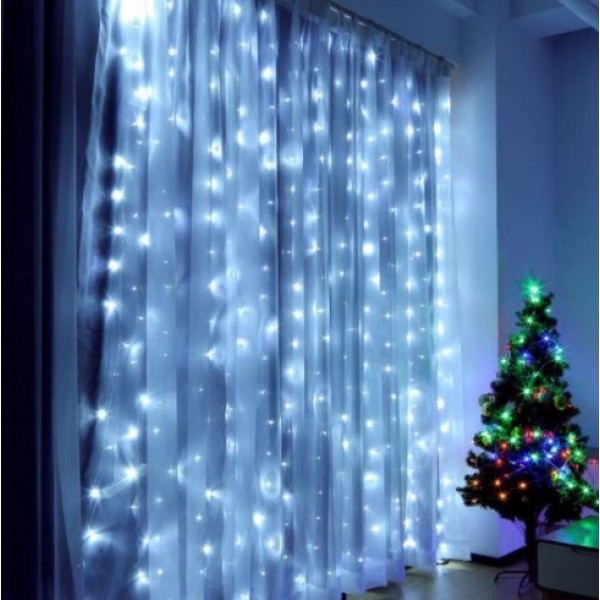 

Гирлянда LED LIGHT леска штора, лучи росы, светодиодные нити, 3*2 м, от сети, цвет ламп-белый (ZABI-11) (437543)