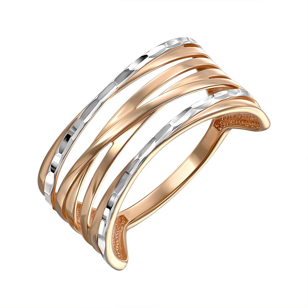 

Золотое кольцо в комбинированном цвете с алмазной гранью 000149395 16 размера