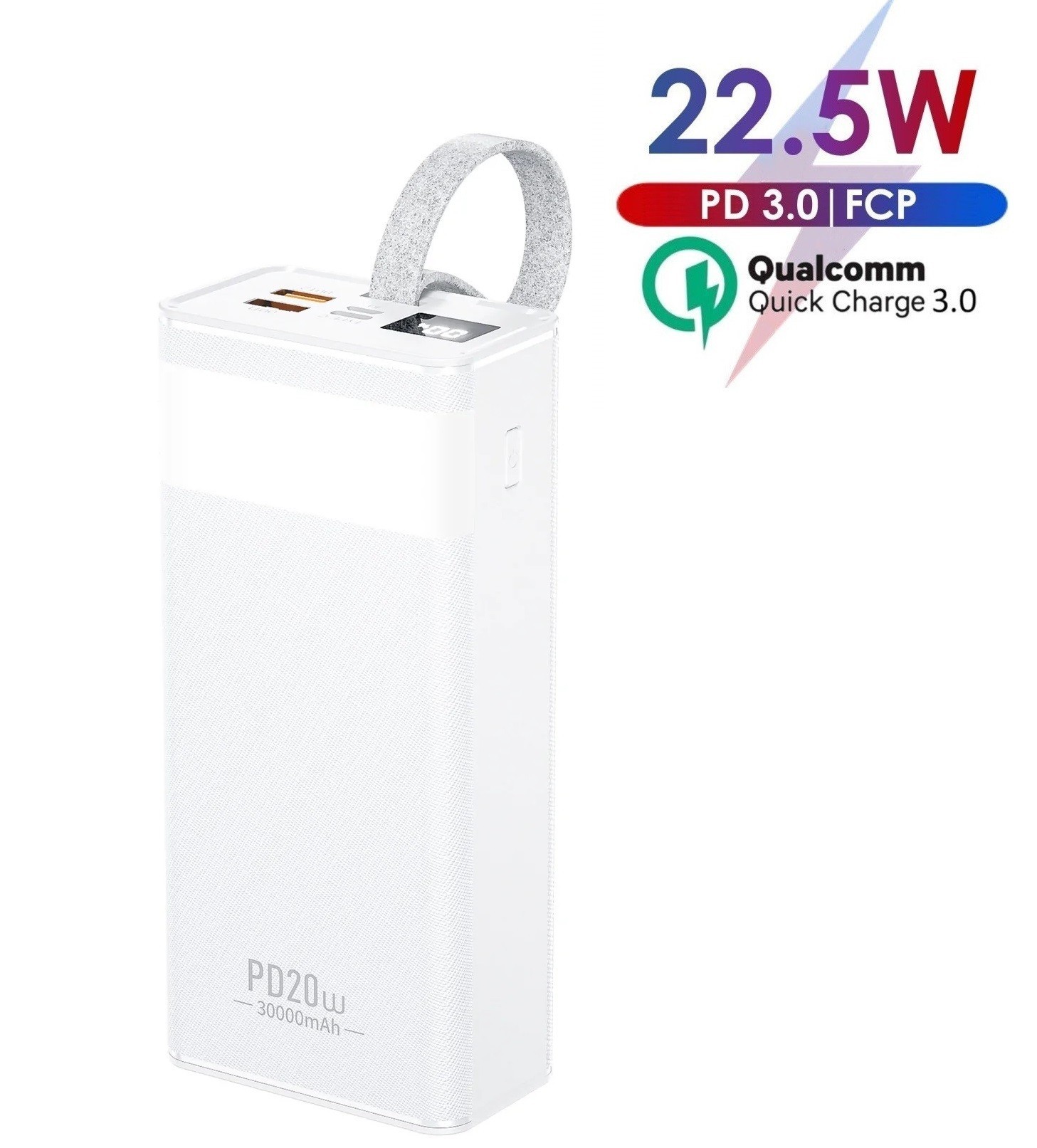 

Павербанк WK 30000mAh Fast Charging with Digital Display|2xUSB/1xType-C, 22.5W/5A, PD/SCP/QC|