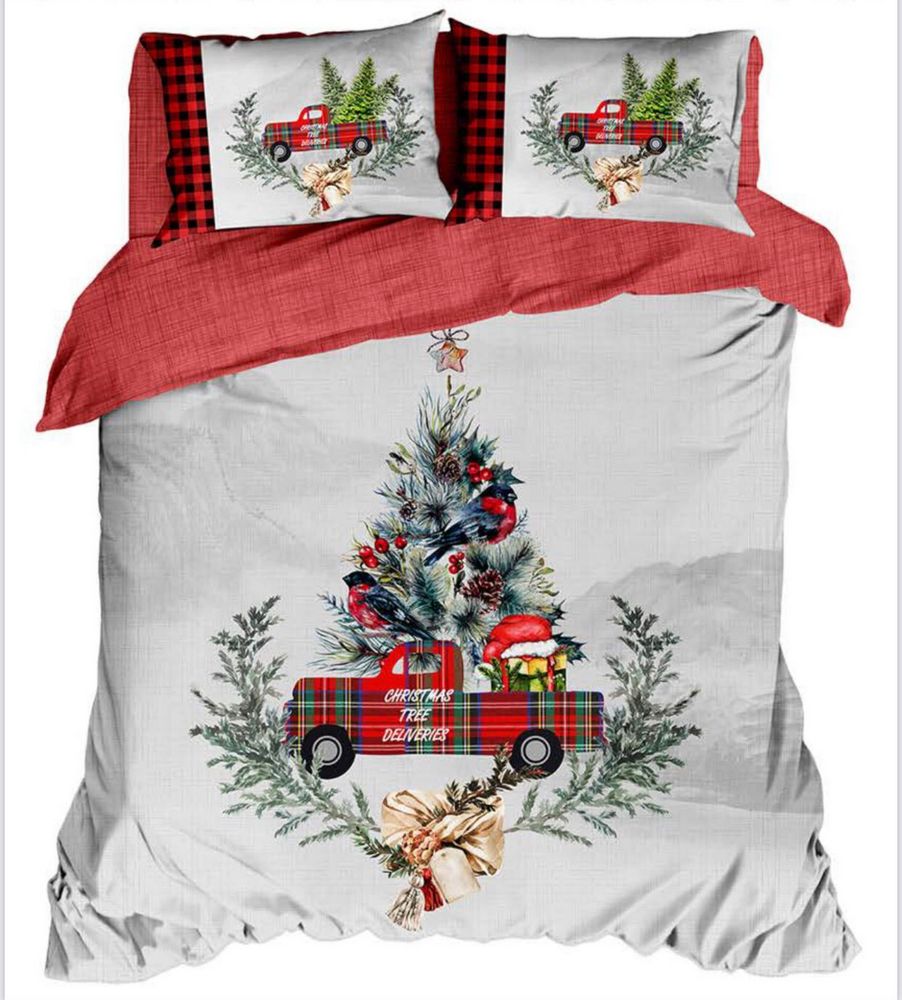 

Новогоднее постельное белье Club Cotton Turkey ранфорс 3D Gift Car евро
