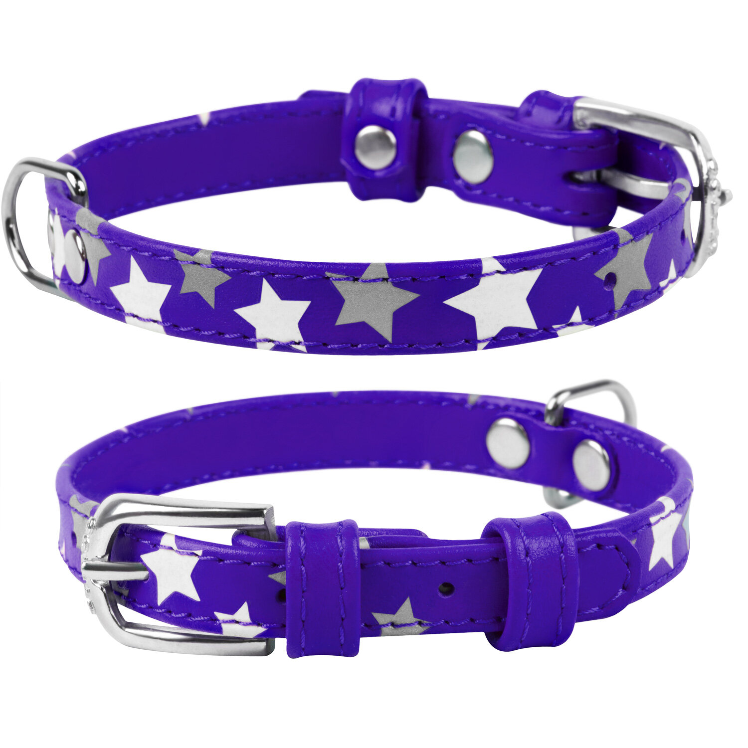 

Светоотражающий ошейник для собак с узором Звёздочка фиолетовый GLAMOUR WAUDOG ш. 15 мм, дл. 27-36 см WAUDOG BGL-WD-2391