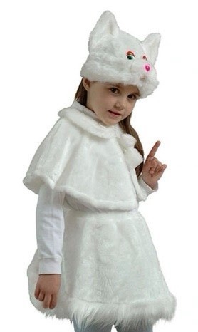 

Новогодний детский костюм кот белый 3-7лет 98-122см