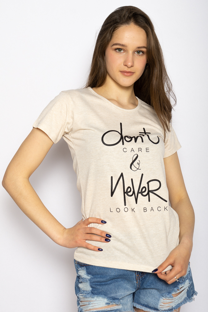 

Футболка женская с текстовым принтом 600F013 (Бежевый меланж) ToS  Размер цвет Бежевый меланж, Футболка женская с текстовым принтом 600F013 (Бежевый меланж) ToS S Размер цвет Бежевый меланж