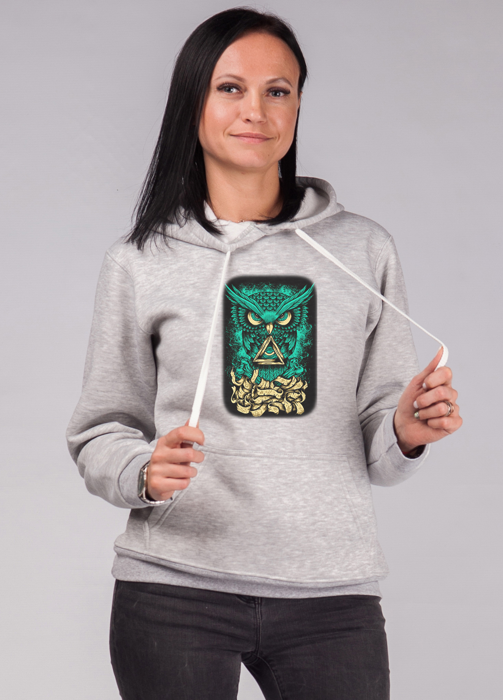 

Худи Malta Ж459-14-РЧ Green Owl S Светло-серое