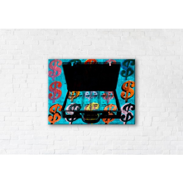 

Картина на холсте Suitcase with money 75x100см Franklin