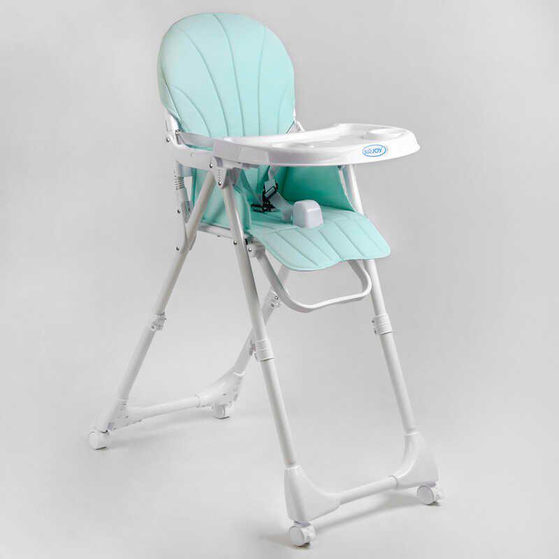 

Стульчик для кормления JOY J-98701 Бирюзовый, 3-х точечный ремень безопасности, PU чехол, 4 колеса с тормозом, съемный двойной столик