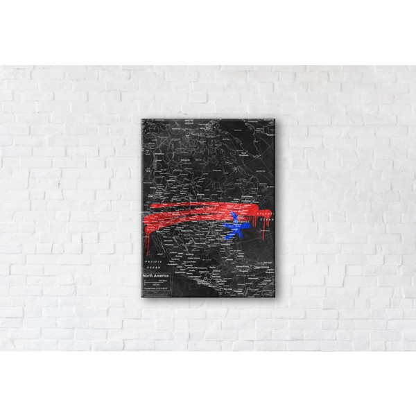 

Картина на холсте USA Map Black 75x100см Franklin