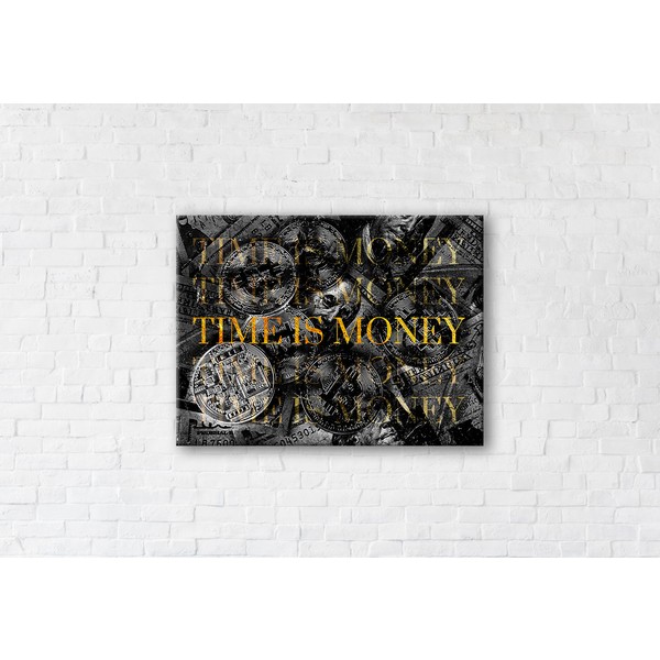 

Картина на холсте Time is money Black 75x100см Franklin