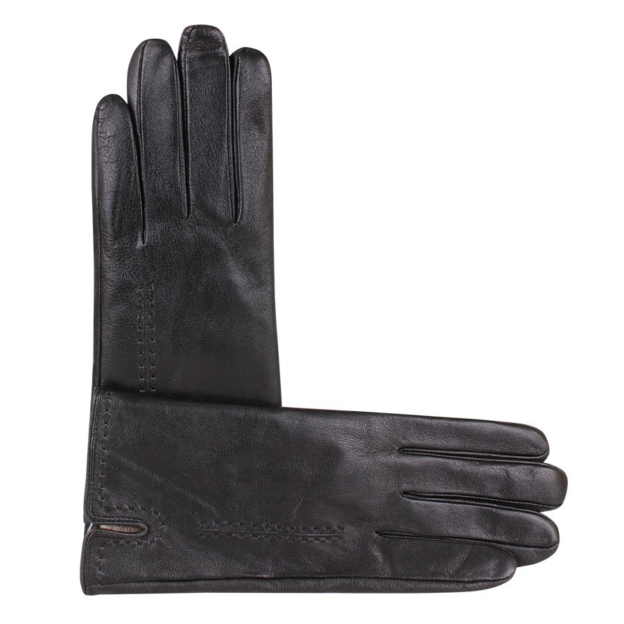 

Кожаные перчатки de esse с теплой подкладкой из шерсти Черные L050-1T Размер 6.5