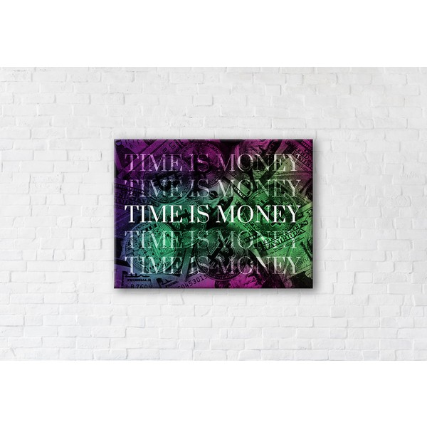 

Картина на холсте Time is money Green 90x120см Franklin