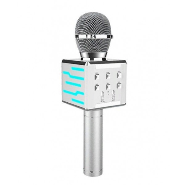 

Микрофон караоке беспроводной Wster DS-868 Серебристый с FM радио / Bluetooth / динамиками / звуковыми эффектами + подсветка
