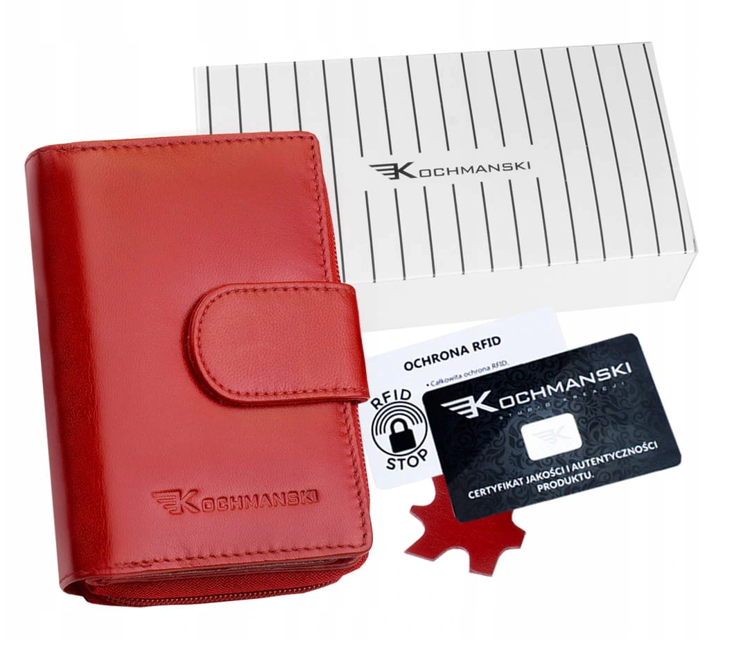 

Женский кожаный кошелёк Kochmanski с защитой RFID 12.7 х 8.5 х 2.7 см красный (K-76115-GCL)