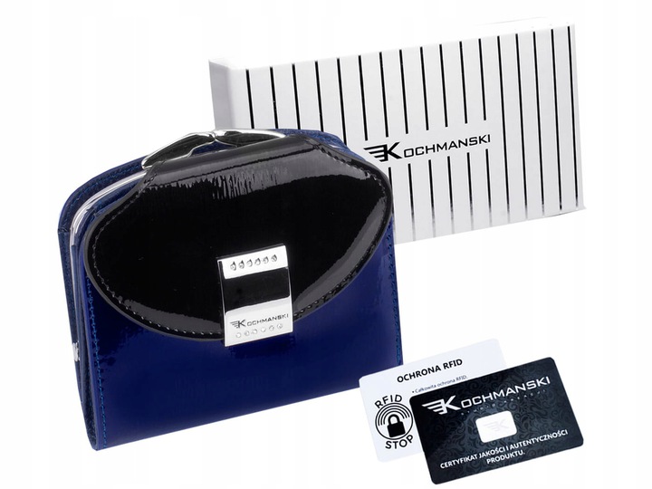 

Женский кожаный лакированный кошелёк Kochmanski с защитой RFID 9.7 х 11.5 х 3.2 см синий (K-SH2-55180)