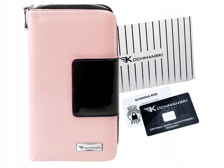 

Женский кошелёк натуральная кожа Kochmanski RFID 19 х 10 х 3 см розовый с черным (RFID K-SH2-43879-4155)