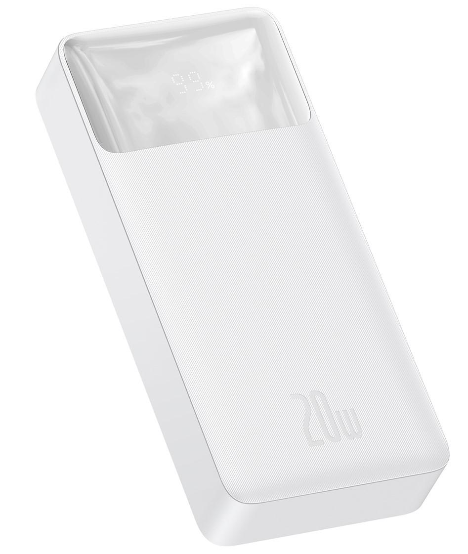 

Повербанк на 20000mAh BASEUS Bipow Digital Display Power bank |2USB/1Type-C, PD/QC, 20W, 3A|. White