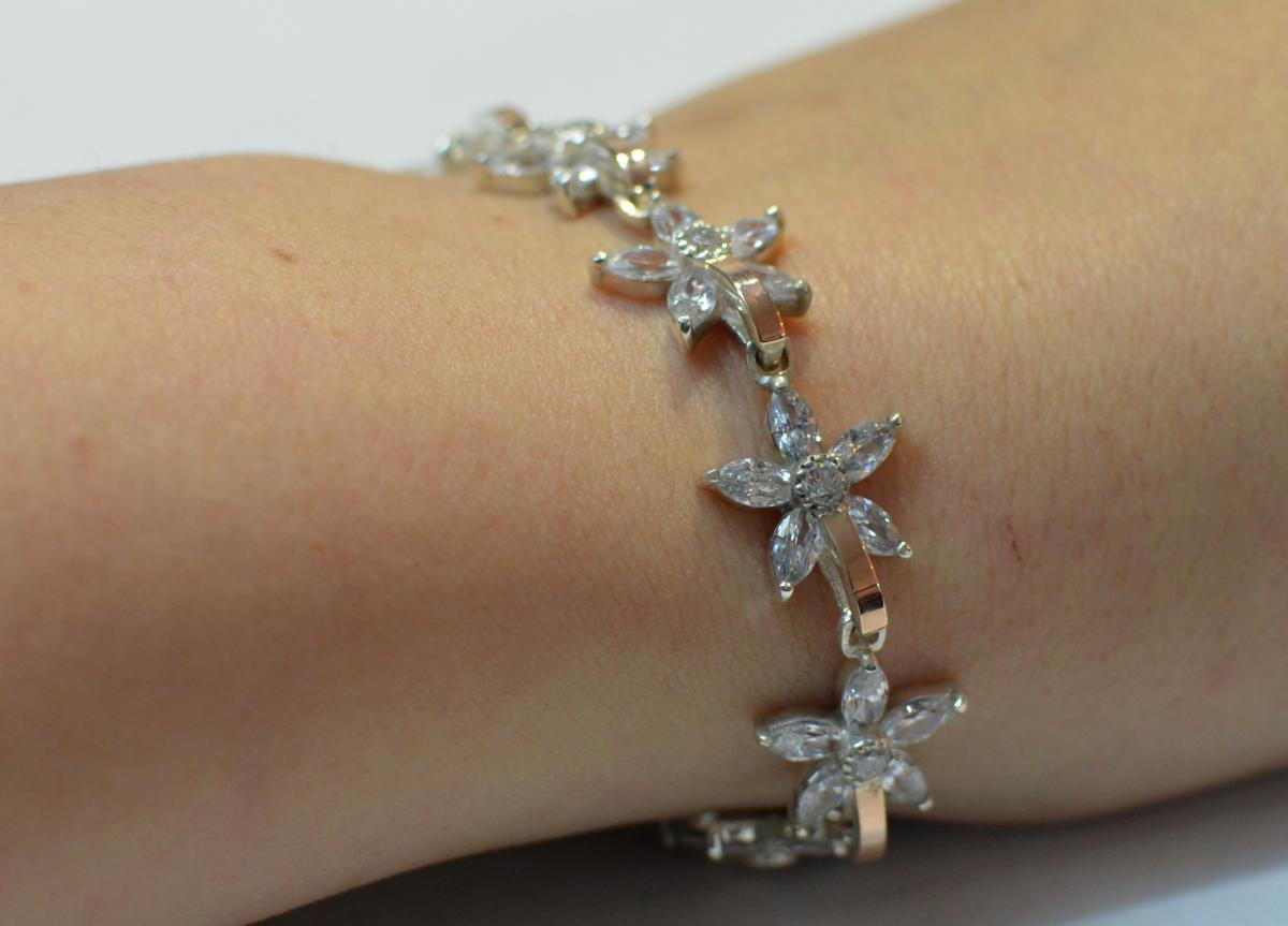 

Серебряный браслет с напайками из золота Silver Style Бр3 Белый