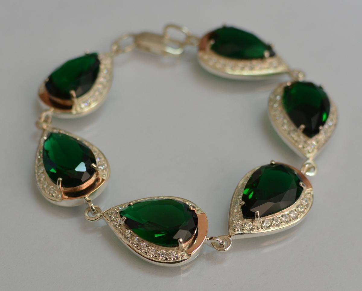 

Браслет из серебра с золотом Silver Style Бр22 Зелёный