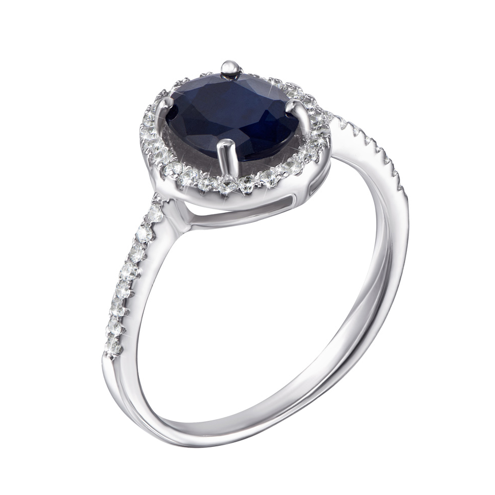 

Серебряное кольцо Велна с сапфиром и фианитами 000125580 15.5 размера