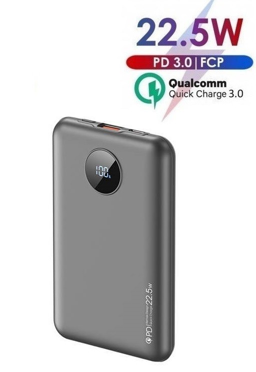 

Павербанк Remax 10000 mAh 22.5W PD+QC|1хUSB/1хType-C, 22.5W/3A, QC/PD|