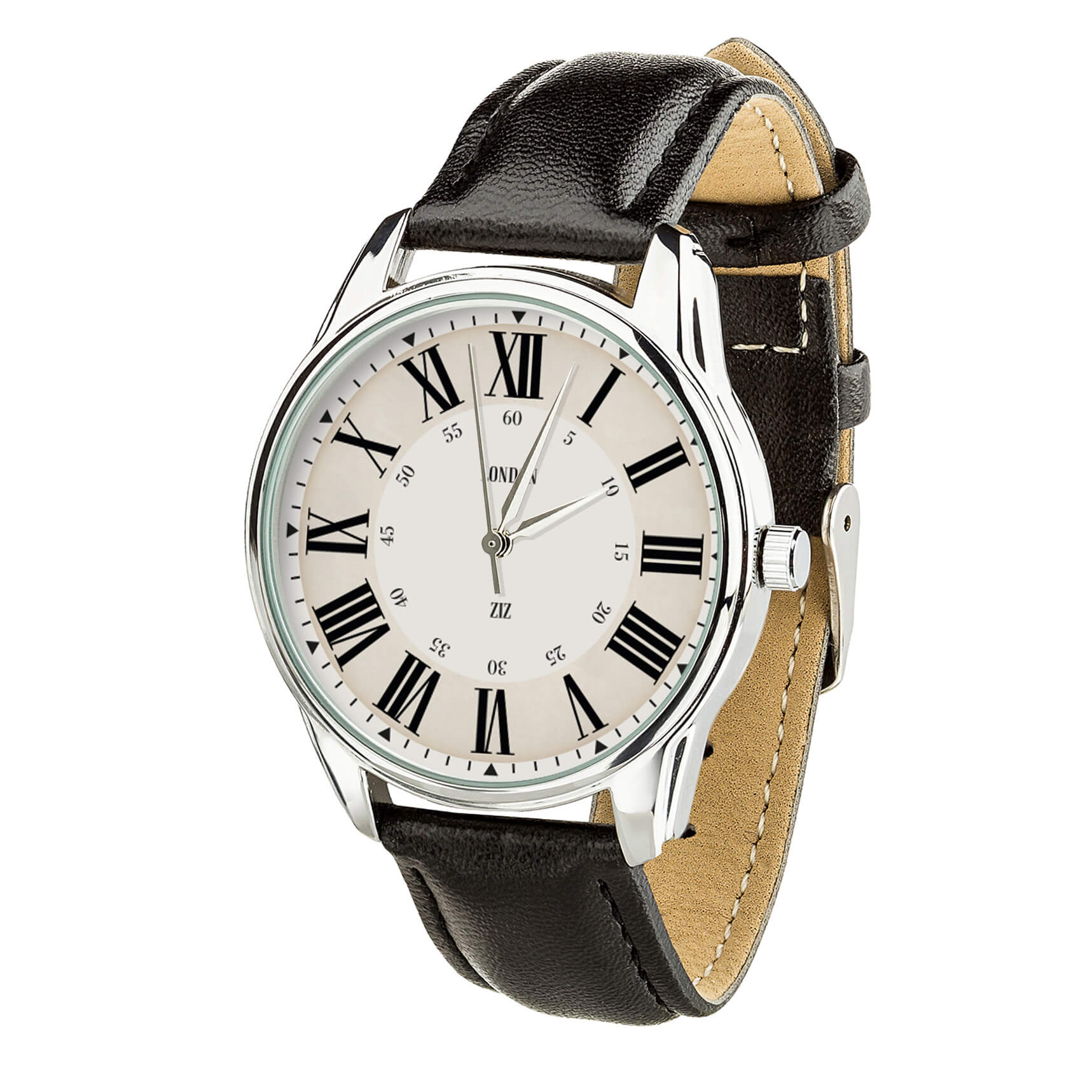 

Часы ZIZ Лондонский вокзал (ремешок насыщенно - черный, серебро)