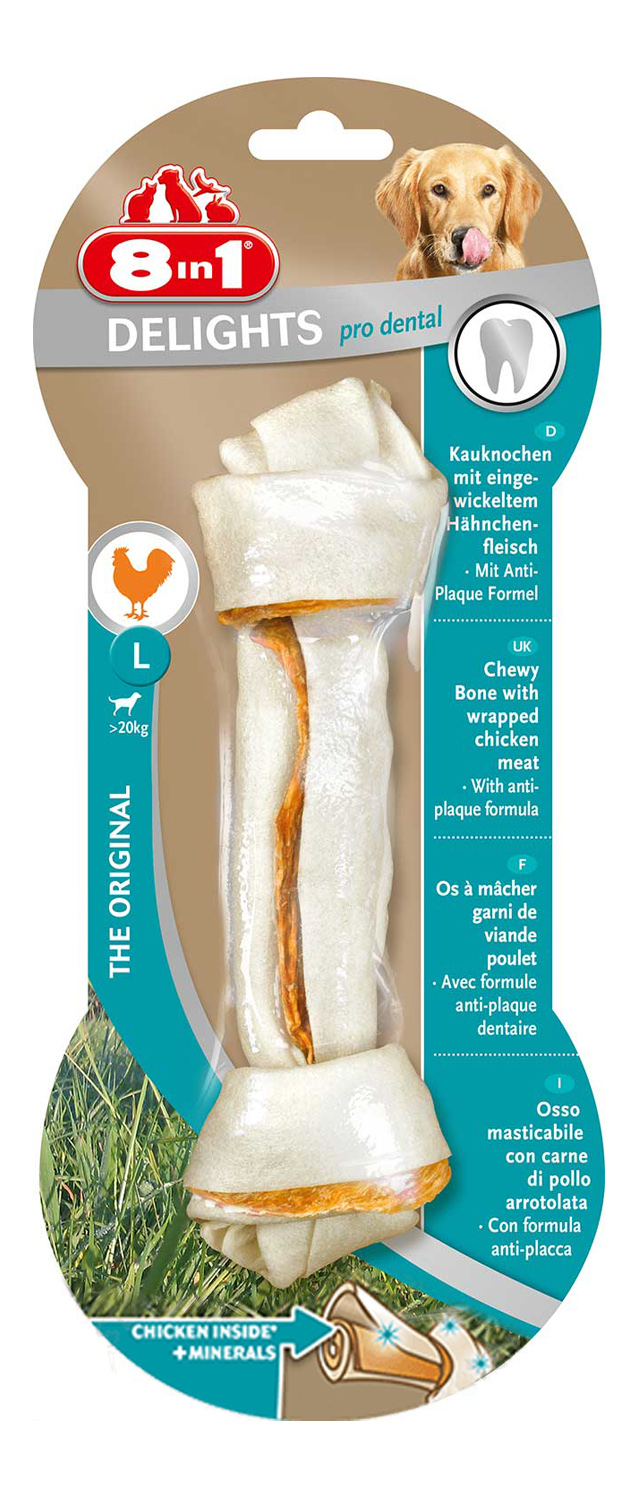 

Кость с куриным мясом "Delights Dental Bones" L/20 см 8 in 1 BGL-IN-112