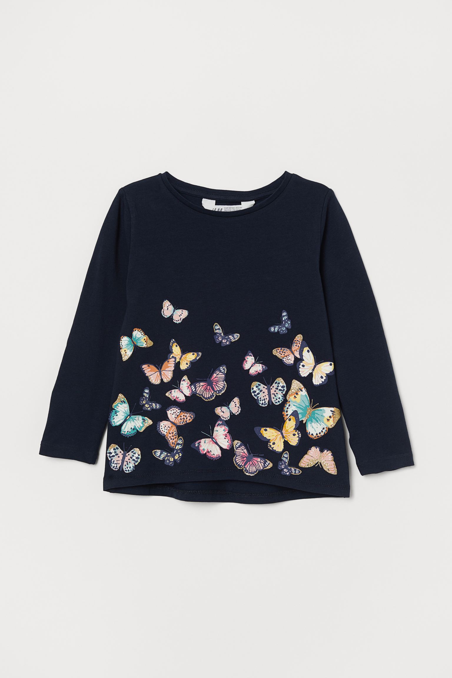

Лонгслив H&M 110 116см темно синий бабочки 912739680