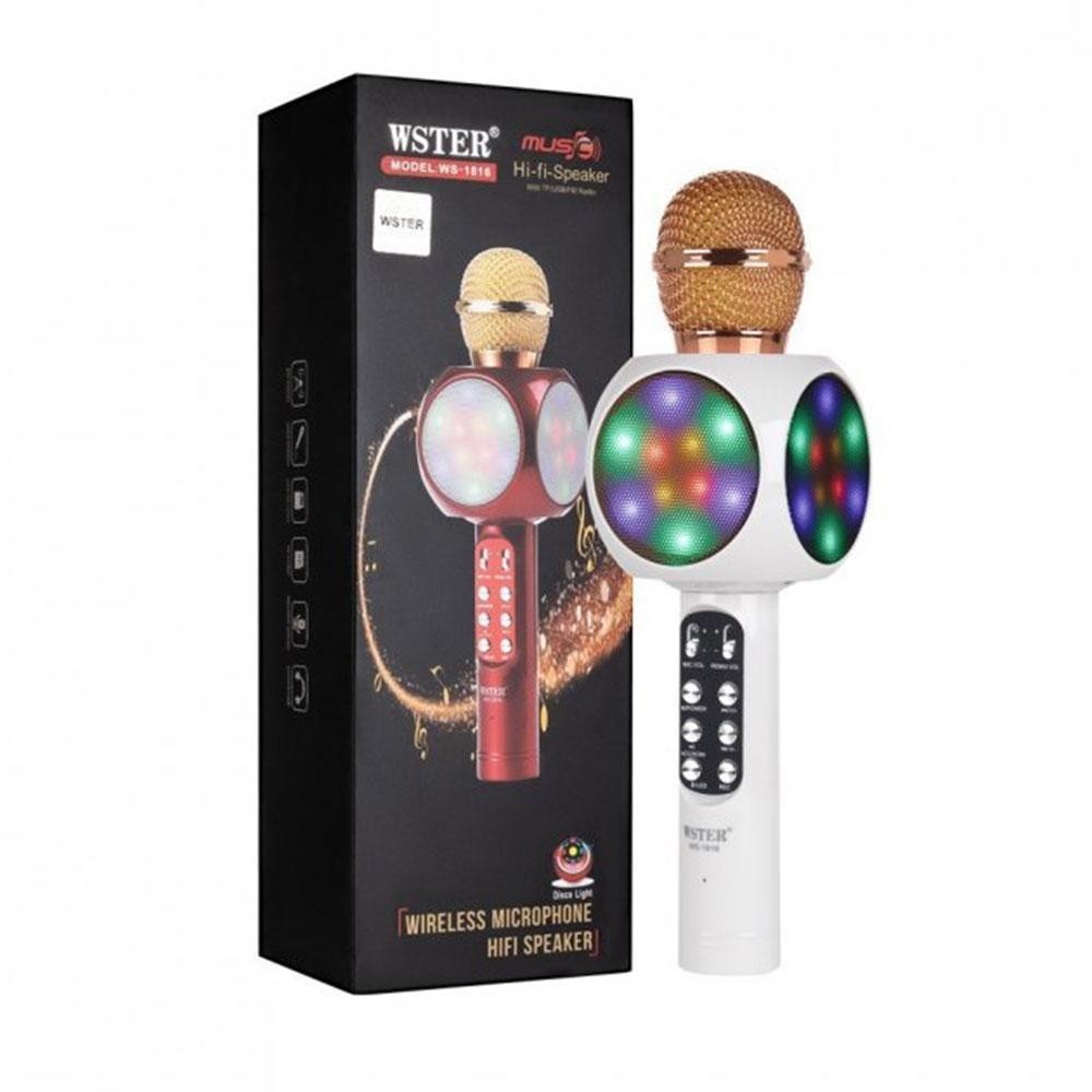 

Беспроводной караоке микрофон WSTER WS-1816 Bluetooth USB AUX FM White