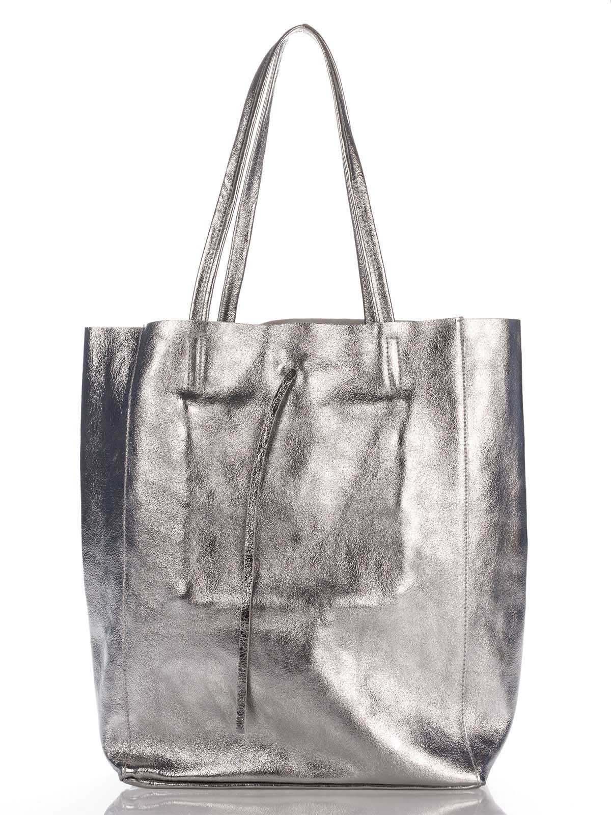 

Сумка На Каждый День Genuine Leather 7803_silver Кожаная Серебро