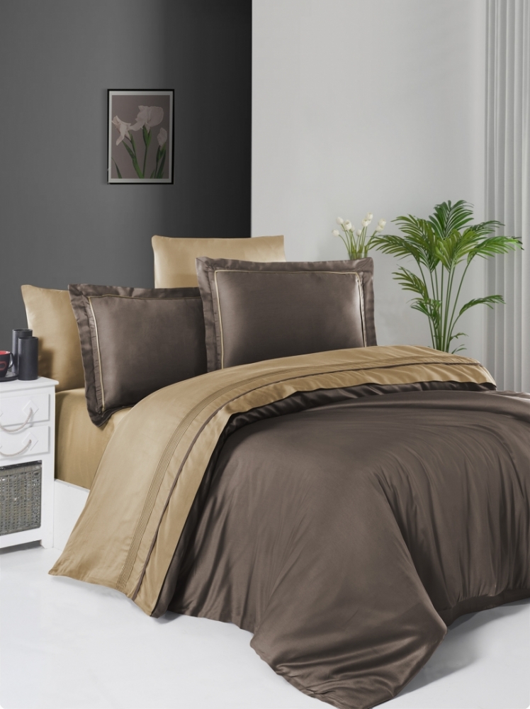 

Комплект постельного белья First Choice Satin Cotton Deluxe Евро сатин арт.2044_serenity_dark_brown___caramel