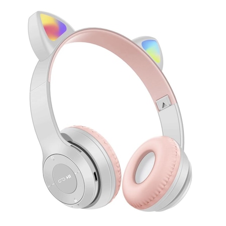 

Бездротові Bluetooth-навушники Y47 Cat Ear з котячими вушками і led підсвічуванням Gray/Pink