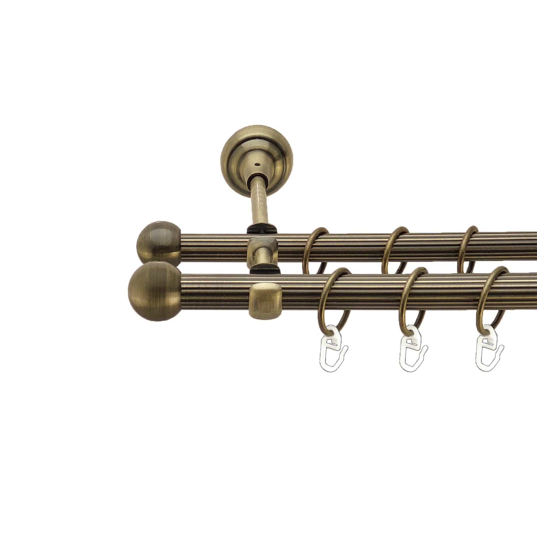 

Карниз Orvit Куля Болонь металевий дворядний відкритий рифлена труба кільце металеве Антик 19\16 мм 240 см (00-00017357)