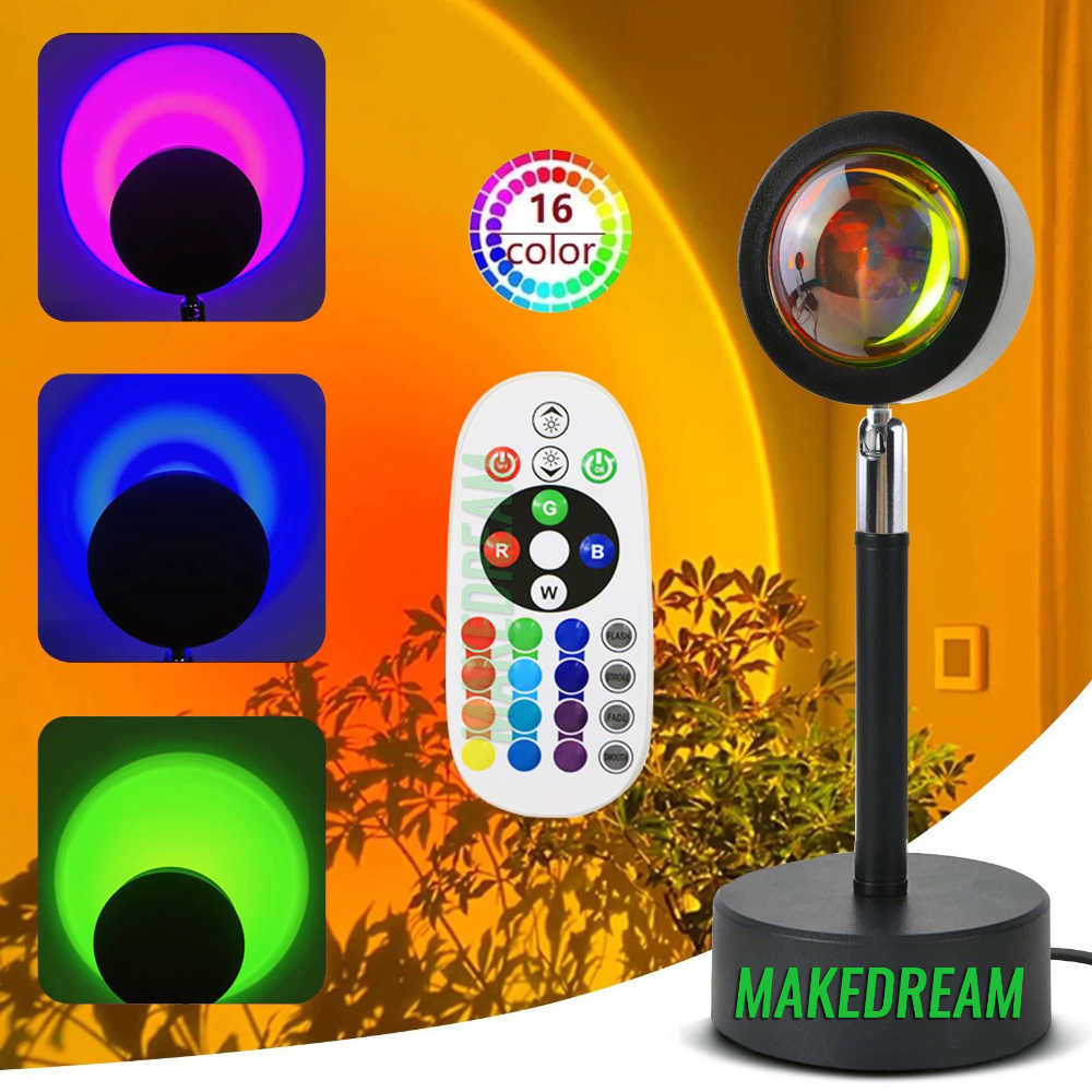 

Светодиодная напольная лампа с проекцией заката 16 цветов LED Sunset (Сансет) c пультом управления для селфи USB (789513)