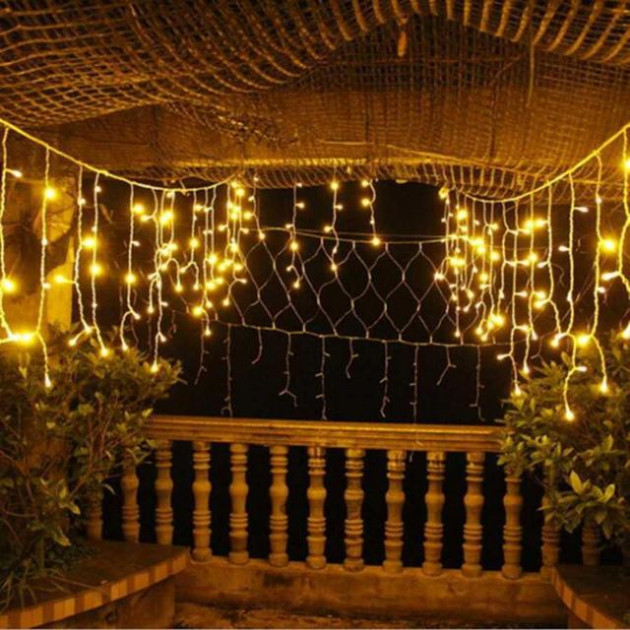 

Гирлянда Xmas LED 120 3.3Line Short curtain(Сосульки/Бахрома)WW-1 Тёп.белый 5Mетров Ул.+соед.Бел