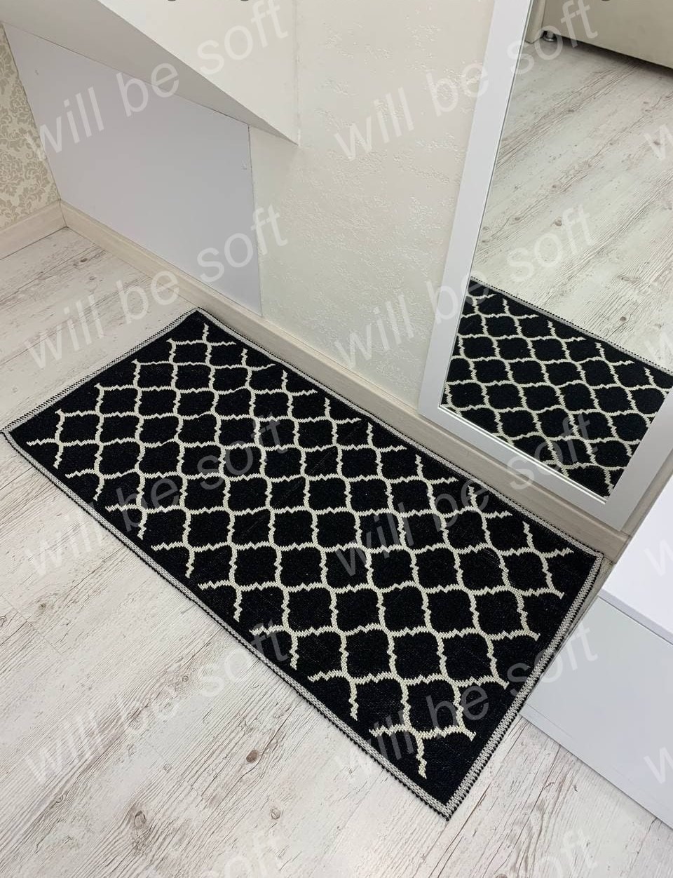 

Коврик для ванной комнаты Lavanta Home Геометрия 60 х 120 см Черный с Белым 916