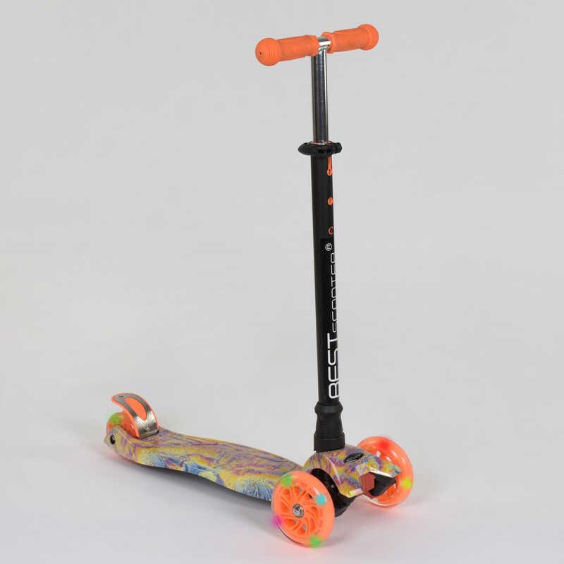 

Самокат А 25597 /779-1340 MAXI Best Scooter пластмассовый, 4 колеса PU, СВЕТ, трубка руля алюминиевая, d=12см