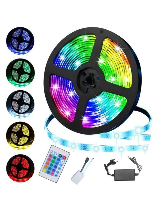 

Светодиодная LED лента RGB 5050 (300LED) с блоком питания и пультом комплект 5 метров не боится воды IP68 (782970)
