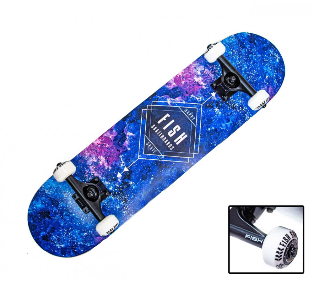 

СкейтБорд деревянный от Fish Skateboard "Blue Rhombus"