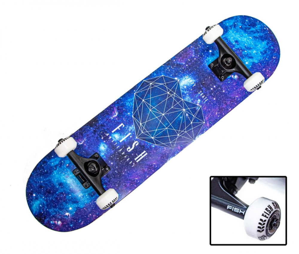 

СкейтБорд деревянный от Fish Skateboard "Heart Blue"